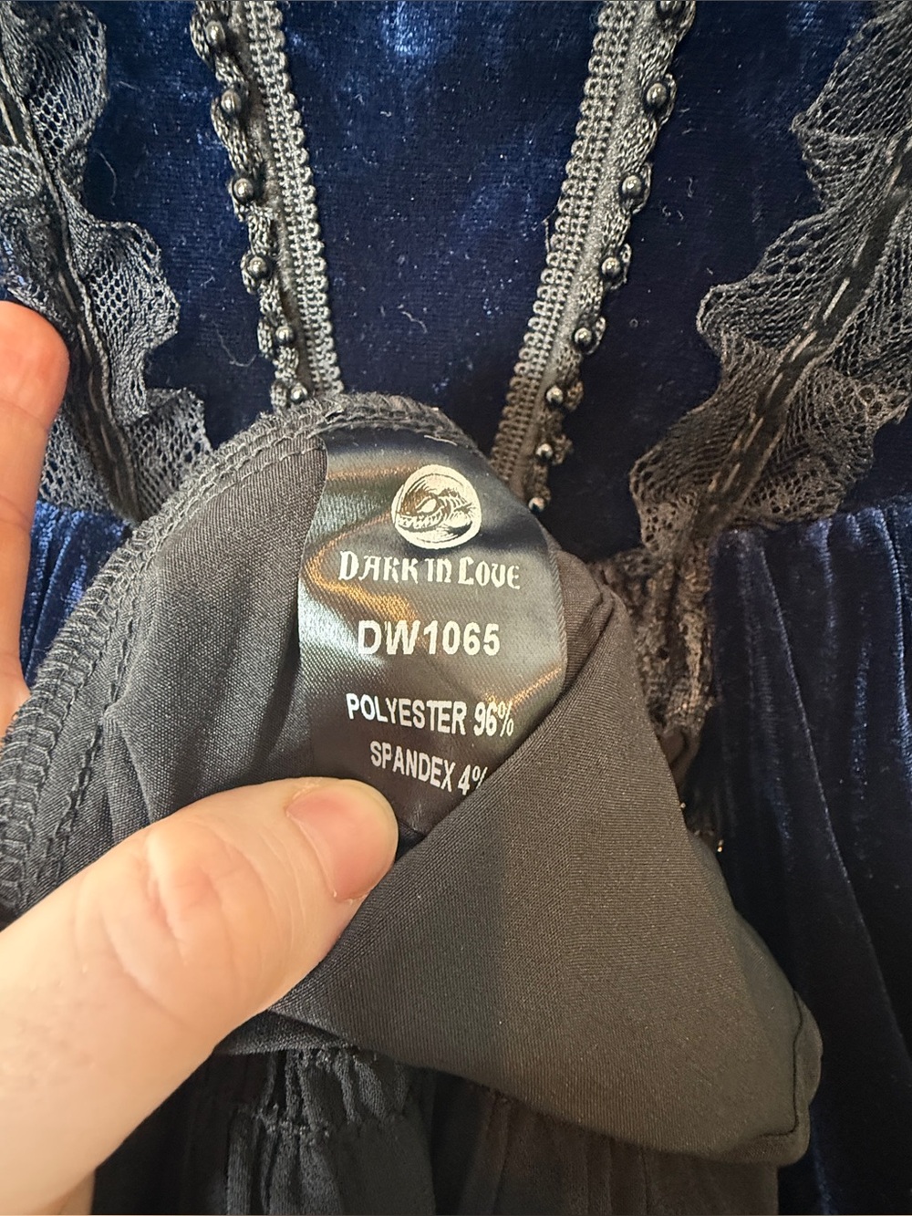 Dark In Love Indigo Dusk Midi Dress Large Romantic Gothic Blue Velvet Sleeveless - Picture 9 of 10